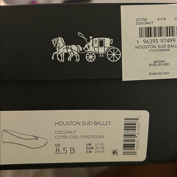 Coach Houston Ballet Flat Suede Coconut NWT - Picture 5 of 8